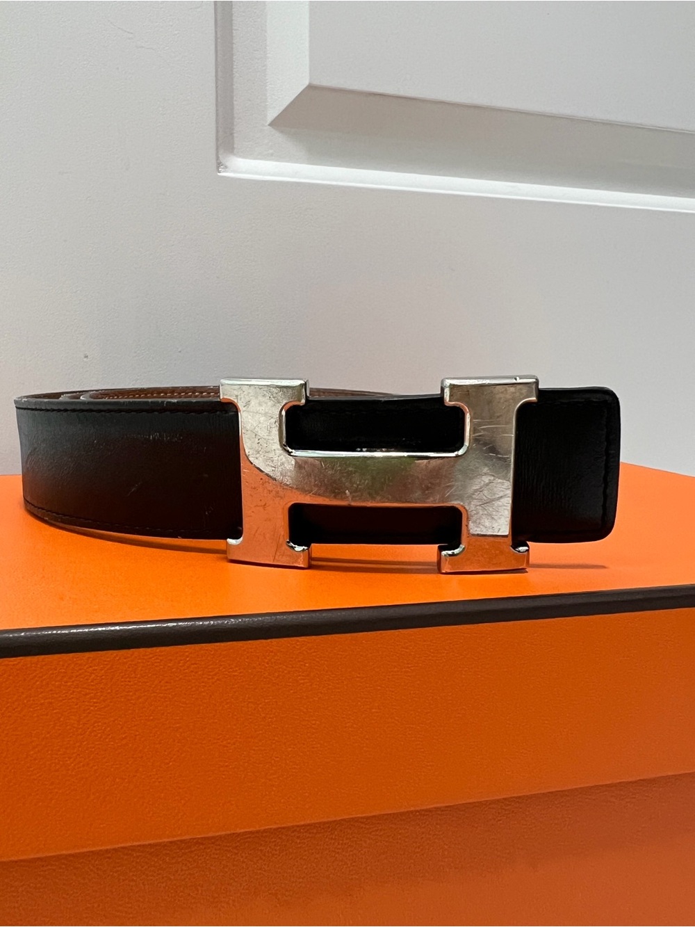 Hermes Men’s H belt buckle & Reversible leather strap 32 mm Size 95